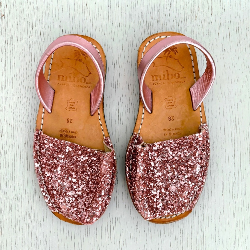 Mibo Avarcas handmade Spanish leather slingback sandals pink glitter sz 28